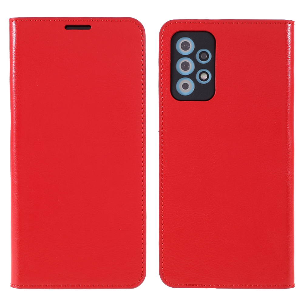 

Auto-absorbed Crazy Horse Genuine Leather Wallet Stand Case Shell for Samsung Galaxy A72 4G/5G - Red, Galaxy A72 4G