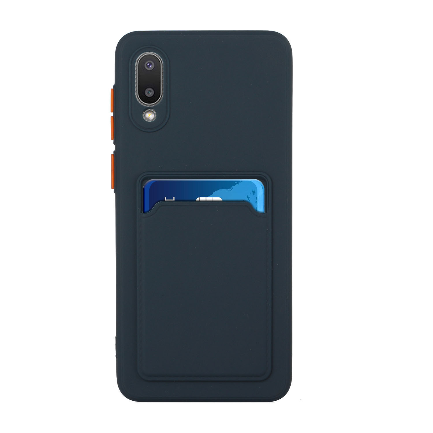 

Мягкий Телефон Для Телефона TPU Задний Чехол С Держателем Карты Для Samsung Galaxy M02 / A02 - Темно-синий, Galaxy A02