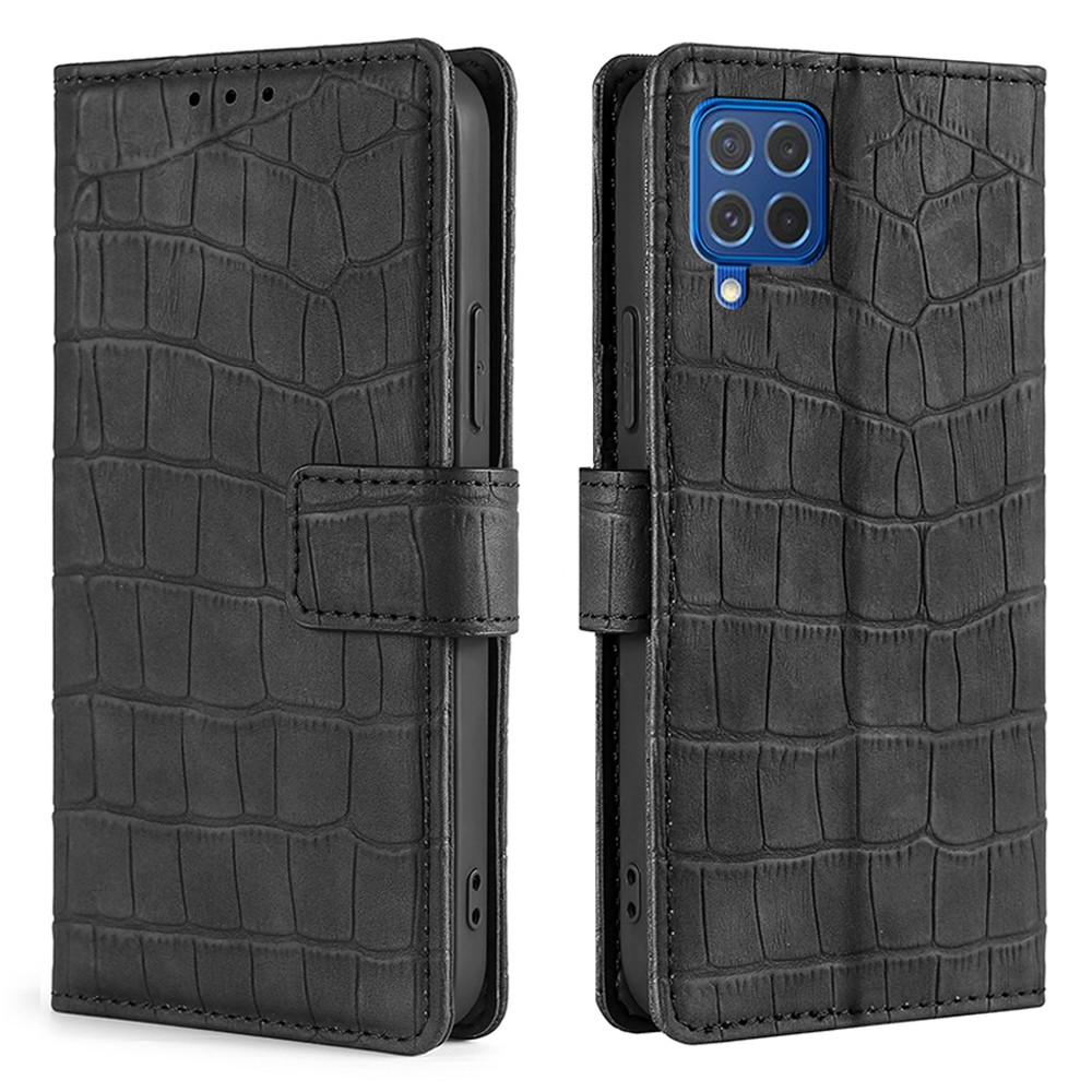 

Crocodile Текстуры Кожаный Кошелек Крышка Стойки Для Samsung Galaxy F62 / M62 - Чернить, Samsung Galaxy F62