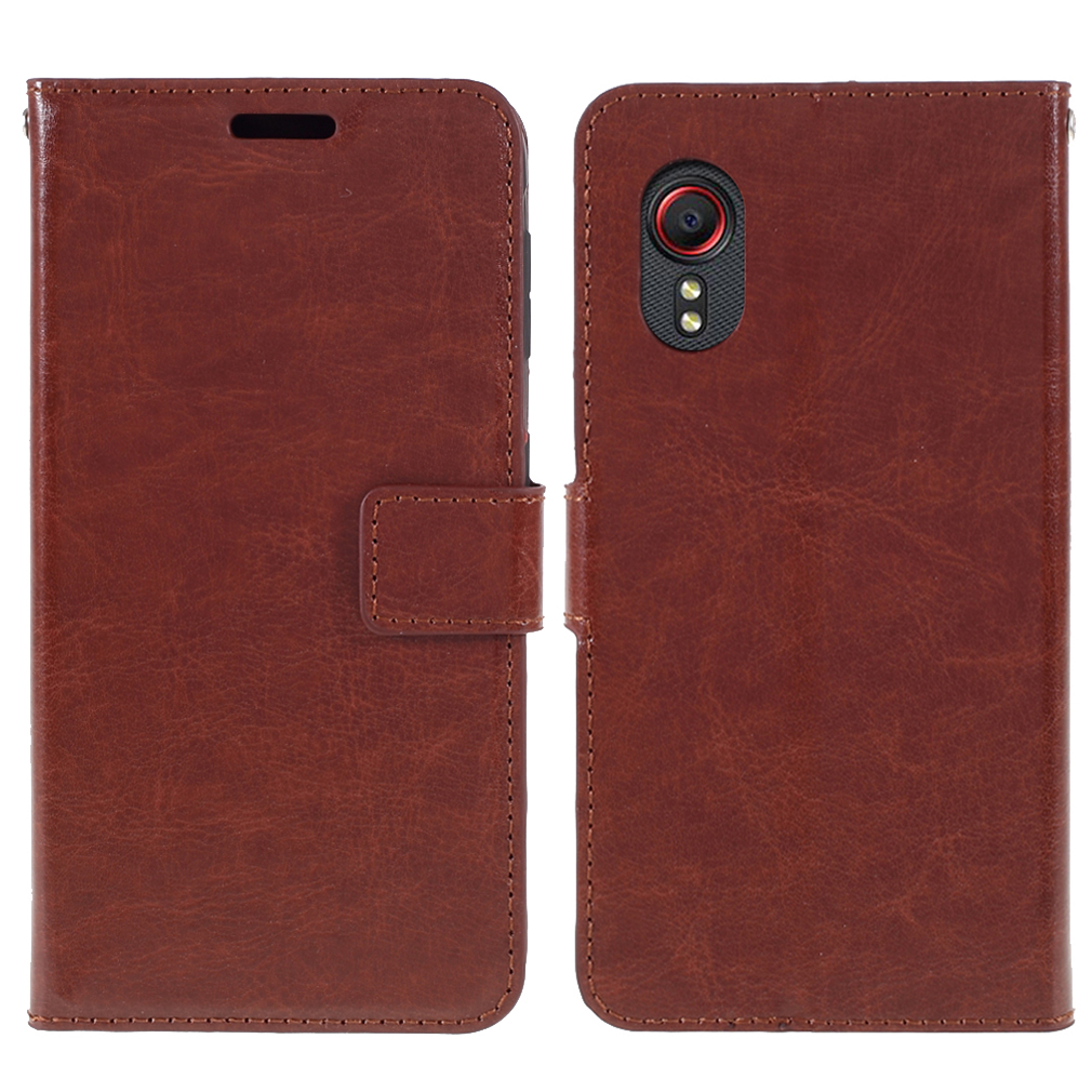 

Телефон Shell Для Samsung Galaxy XCover 5 Crazy Cheske Texture Colet Кожаный Чехол - Коричневый, Galaxy Xcover 5