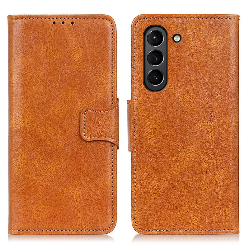 

Folio Flip Crazy Horse PU Leather Phone Case Shell Wallet Stand for Samsung Galaxy S21 FE - Brown, Galaxy S21 FE 5G