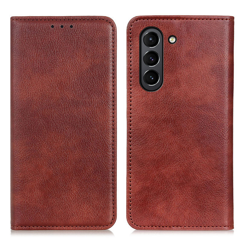 

Auto-absorbed Litchi Texture Split Leather Wallet Case Cover Supporting Stand for Samsung Galaxy S21 FE - Brown, Galaxy S21 FE 5G