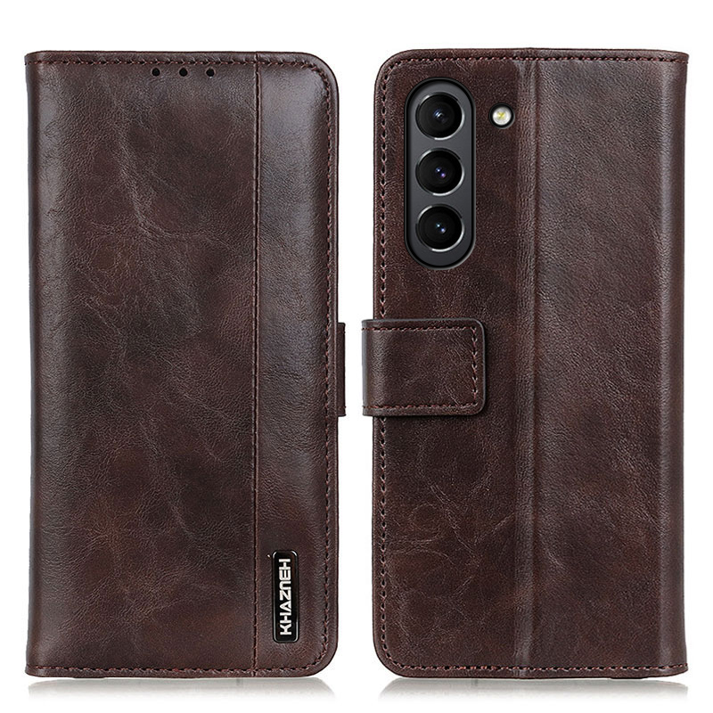 

KHAZNEH Textured Protective Case Wallet Stand Leather Shell for Samsung Galaxy S21 FE - Brown, Galaxy S21 FE 5G