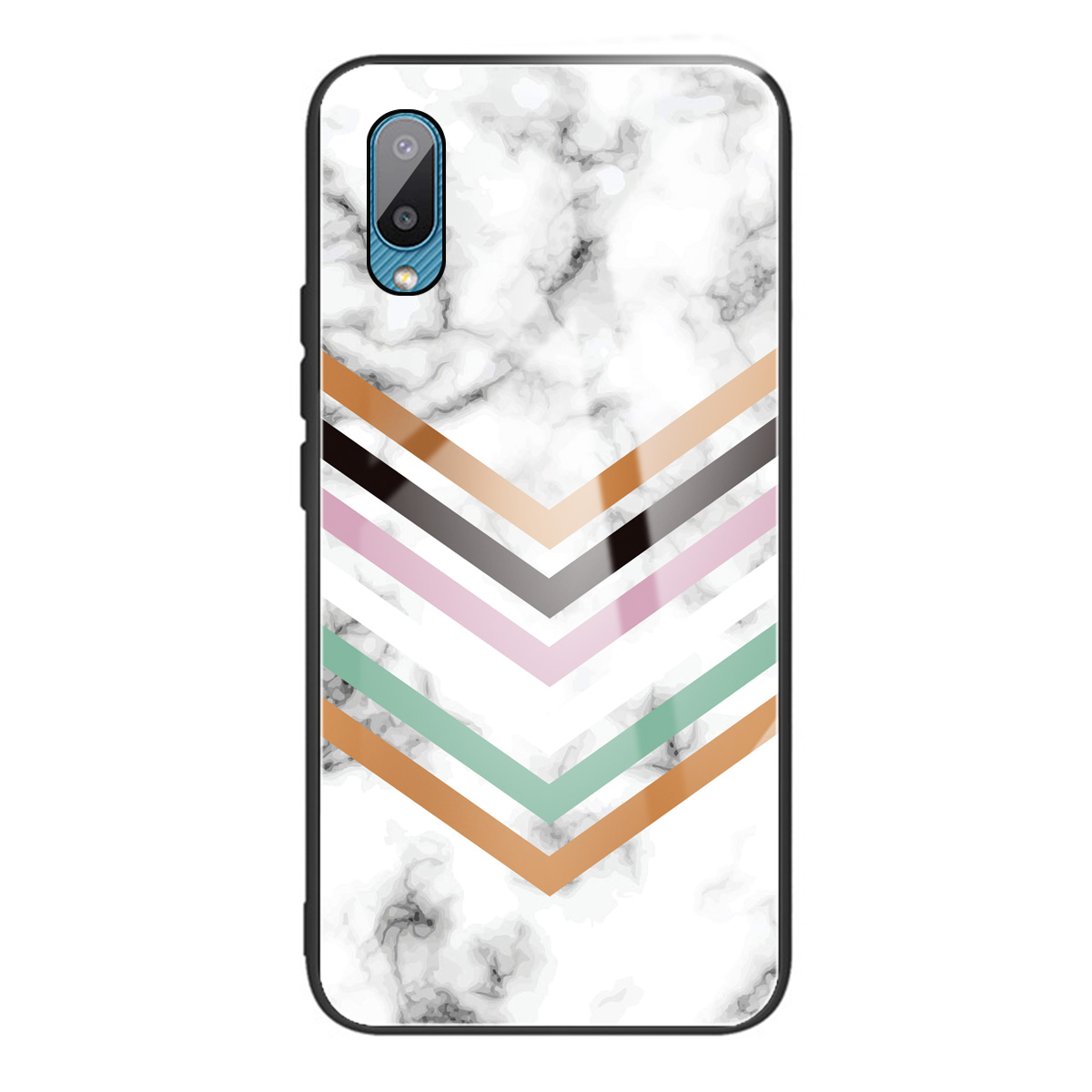 

Tempered Glass Back + TPU Hybrid Phone Case Marble Pattern Printing Shell for Samsung Galaxy A02/M02 - Style X, Galaxy A02