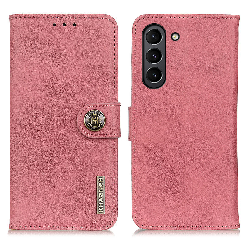 

KHAZNEH Reversible Magnetic Clasp PU Leather Phone Shell Case with Wallet Stand for Samsung Galaxy S21 FE - Pink, Galaxy S21 FE 5G