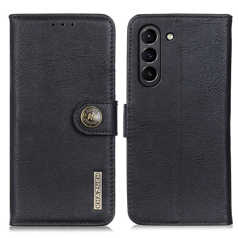 

KHAZNEH Reversible Magnetic Clasp PU Leather Phone Shell Case with Wallet Stand for Samsung Galaxy S21 FE - Black, Galaxy S21 FE 5G