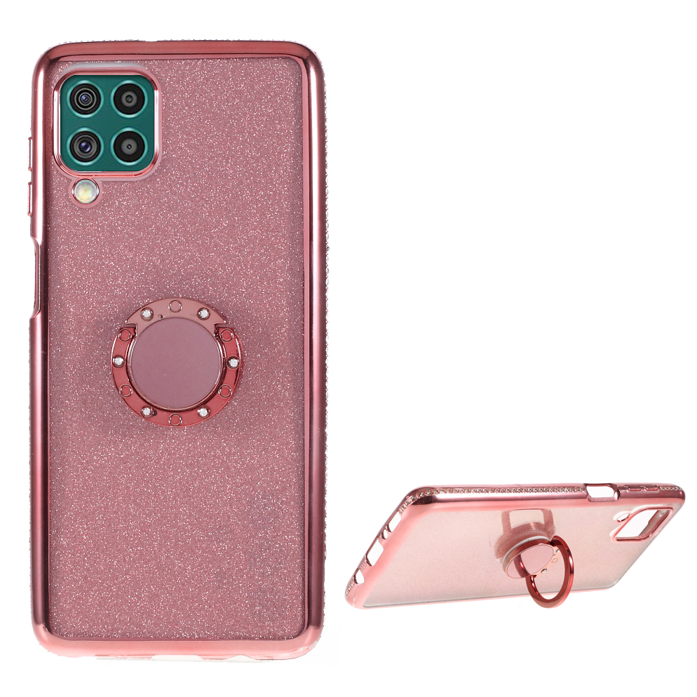 

Electroplating Workmanship Rhinestone Decor Gleaming Sequins Paper Design TPU Phone Case for Samsung Galaxy F62/M62 - Rose Gold, Galaxy F62