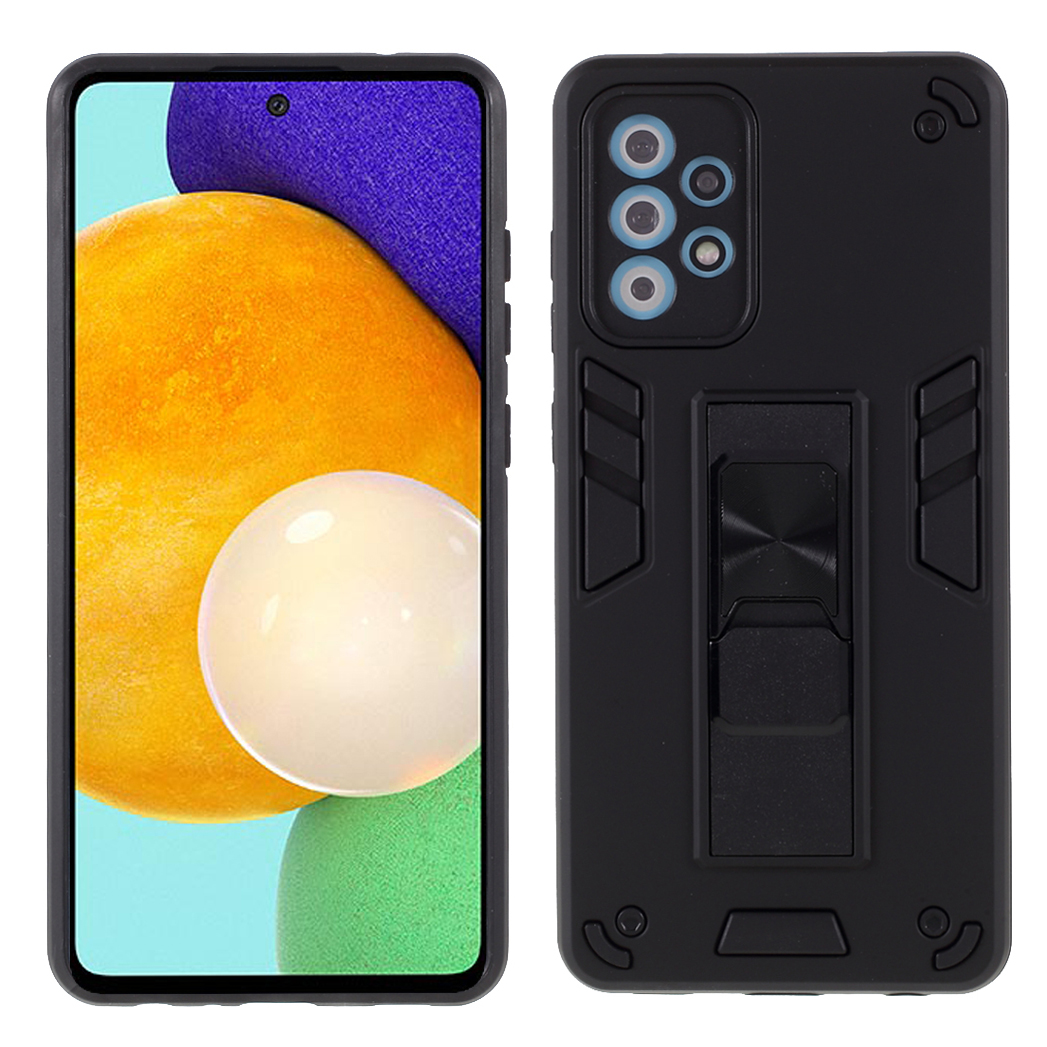 

TPU + PC Hybrid Phone Protector Case Cover with Kickstand Bracket for Samsung Galaxy A52 5G/4G / A52s 5G - Black, Galaxy A52 5G