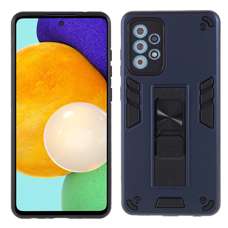 

Invisible Kickstand Holder TPU + PC Hybrid Phone Case Cover Shell for Samsung Galaxy A72 5G/4G - Dark Blue, Galaxy A72 5G