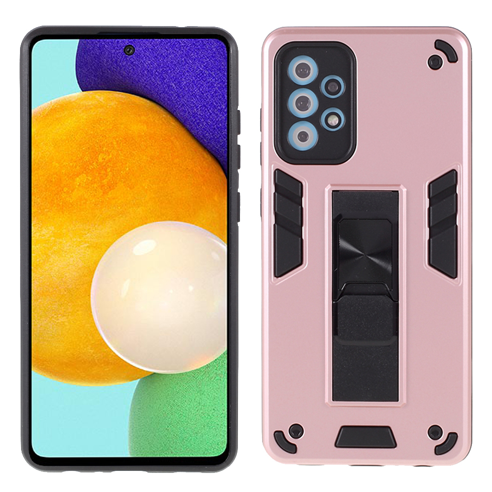 

Невидимый Держатель Kickstend TPU + PC Hybrid Phone Cover Shell Для Samsung Galaxy A72 5G/4G - Розовое Золото, Galaxy A72 5G