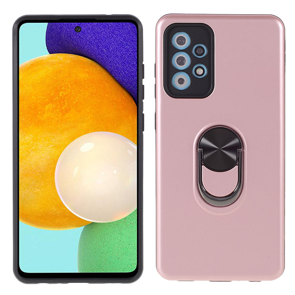 

Detachable PC + TPU Hybrid Phone Case with Electroplating Finger Ring Kickstand for Samsung Galaxy 5G/4G / A52s 5G - Pink, Galaxy A52 5G