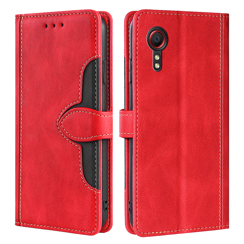 

Stylish Contrast Color PU Leather + Inner TPU Phone Cover Case for Samsung Galaxy Xcover 5 - Red, Galaxy Xcover 5