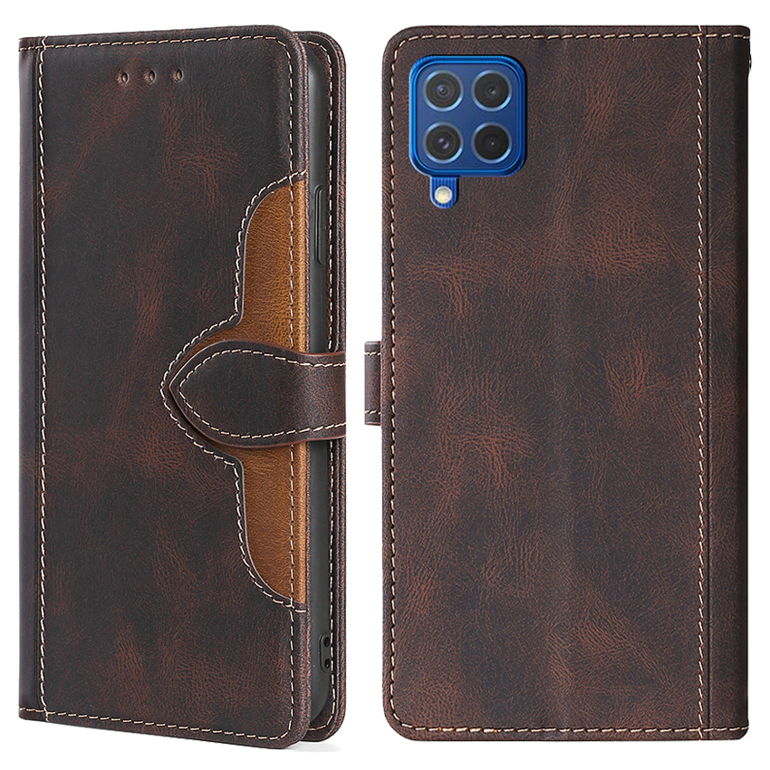 

Stylish Contrast Color PU Leather + Inner TPU Phone Cover Case for Samsung Galaxy F62/M62 - Brown, Samsung Galaxy F62