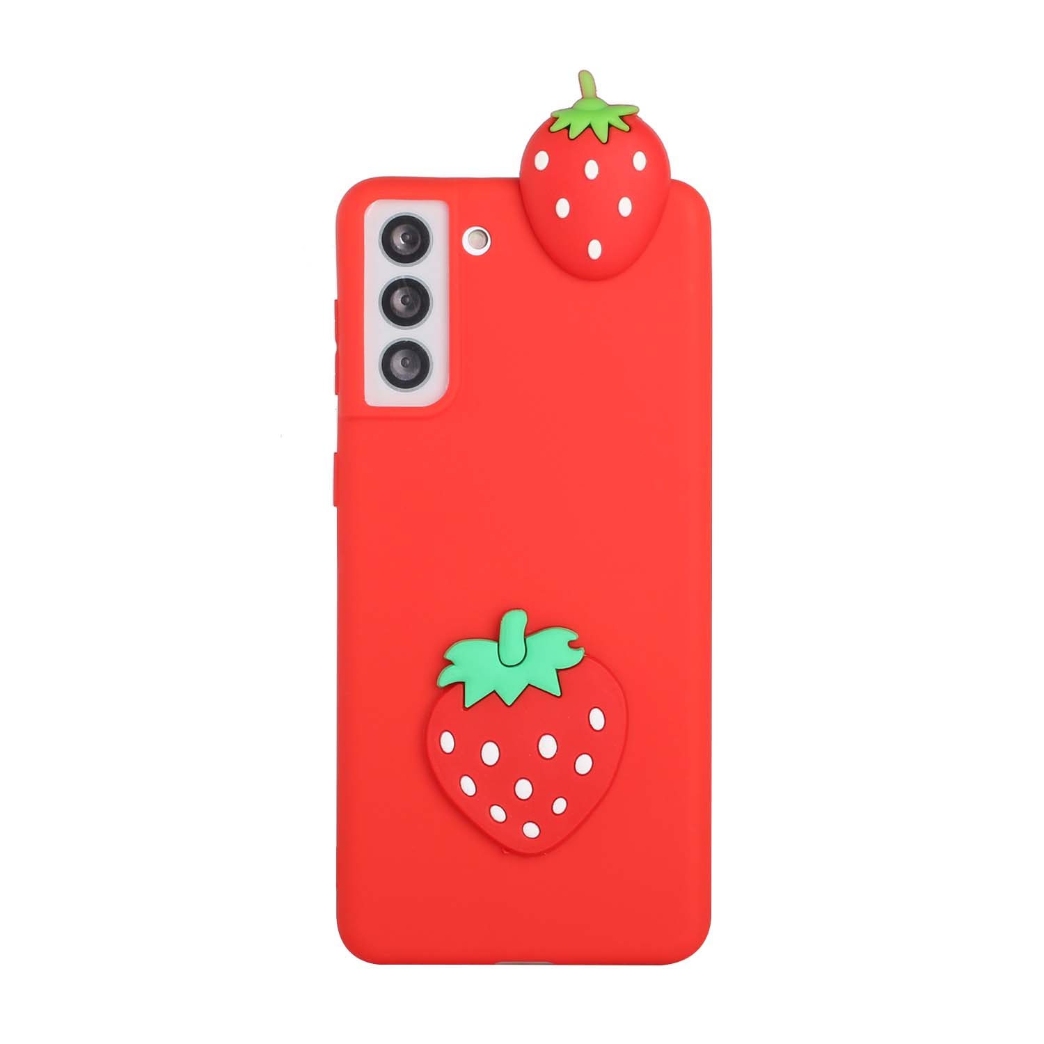 

Мягкий TPU + Силиконовый Чехол Для Samsung Galaxy S21 5G 3D Симпатичные Декор Симпатируемой Картины Сотовый Телефон Крышка Оболочки - Клубника, Galaxy S21 5G