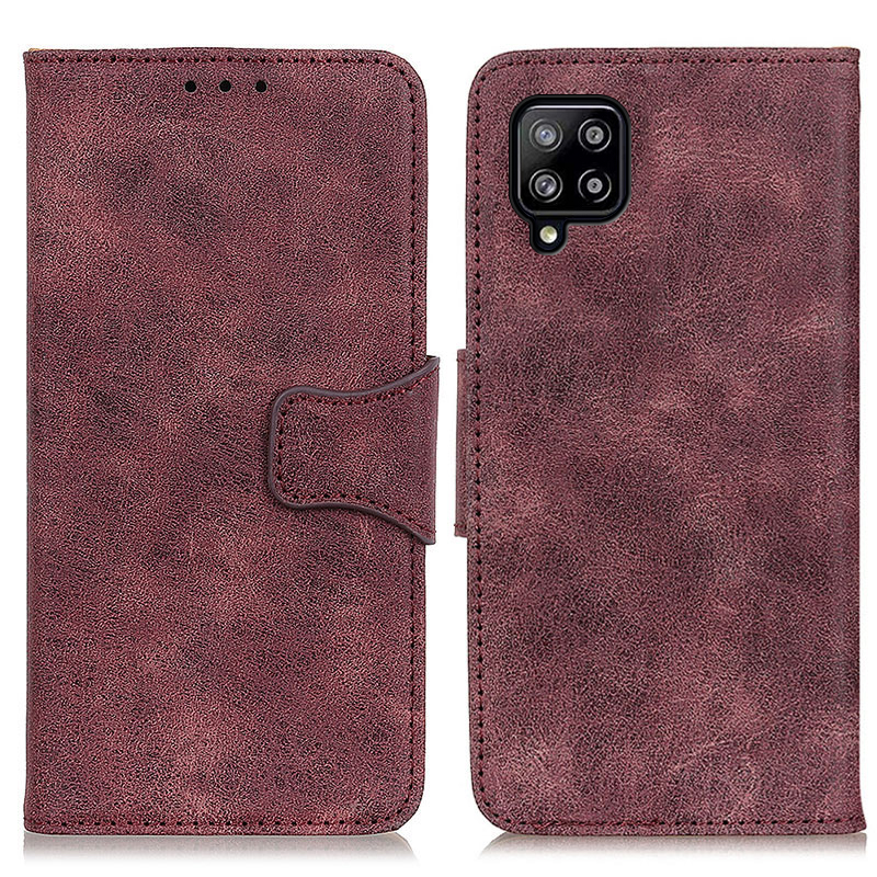 

Vintage Style Split Leather Wallet Stand Design Phone Case Shell for Samsung Galaxy A22 4G (EU Version) - Wine Red, Galaxy A22 4G (EU Version)