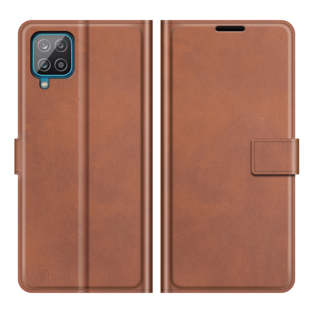 

For Samsung Galaxy A22 4G (EU Version) Magnetic Clasp Leather Mobile PhoneCase Wallet Stand Cover - Brown, Galaxy A22 4G (EU Version)