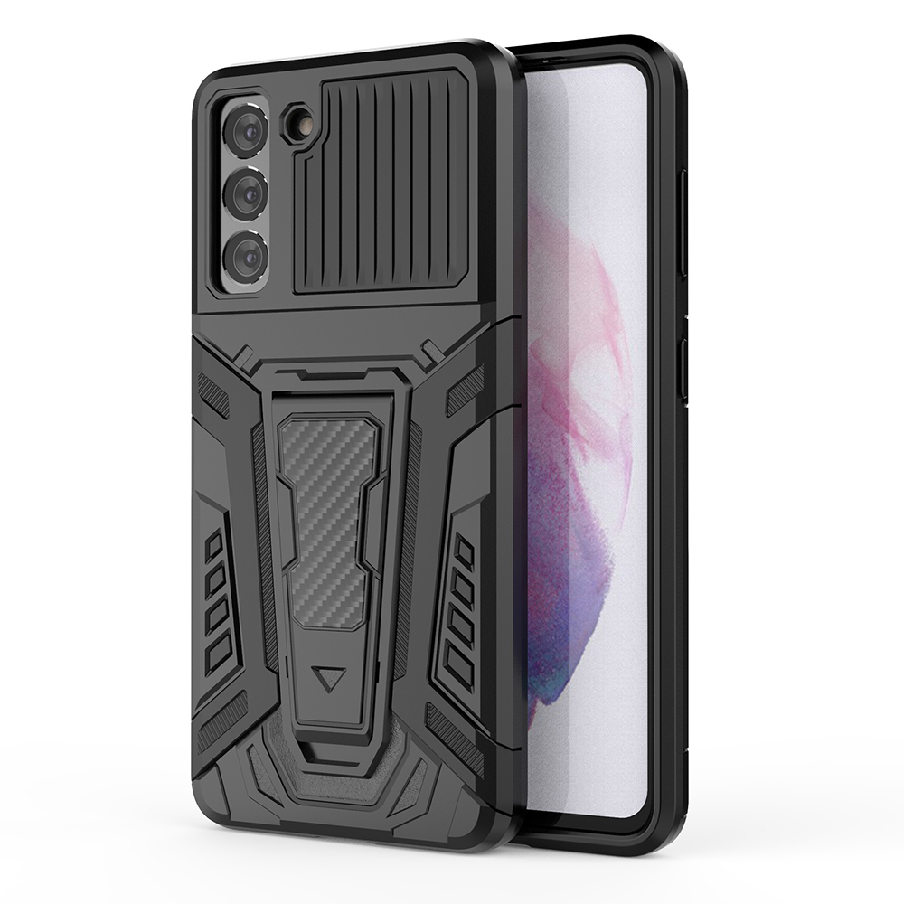 

PC + TPU Protective Back Case Hybrid Cover with Kickstand Design for Samsung Galaxy S21 5G - Black, Galaxy S21 5G