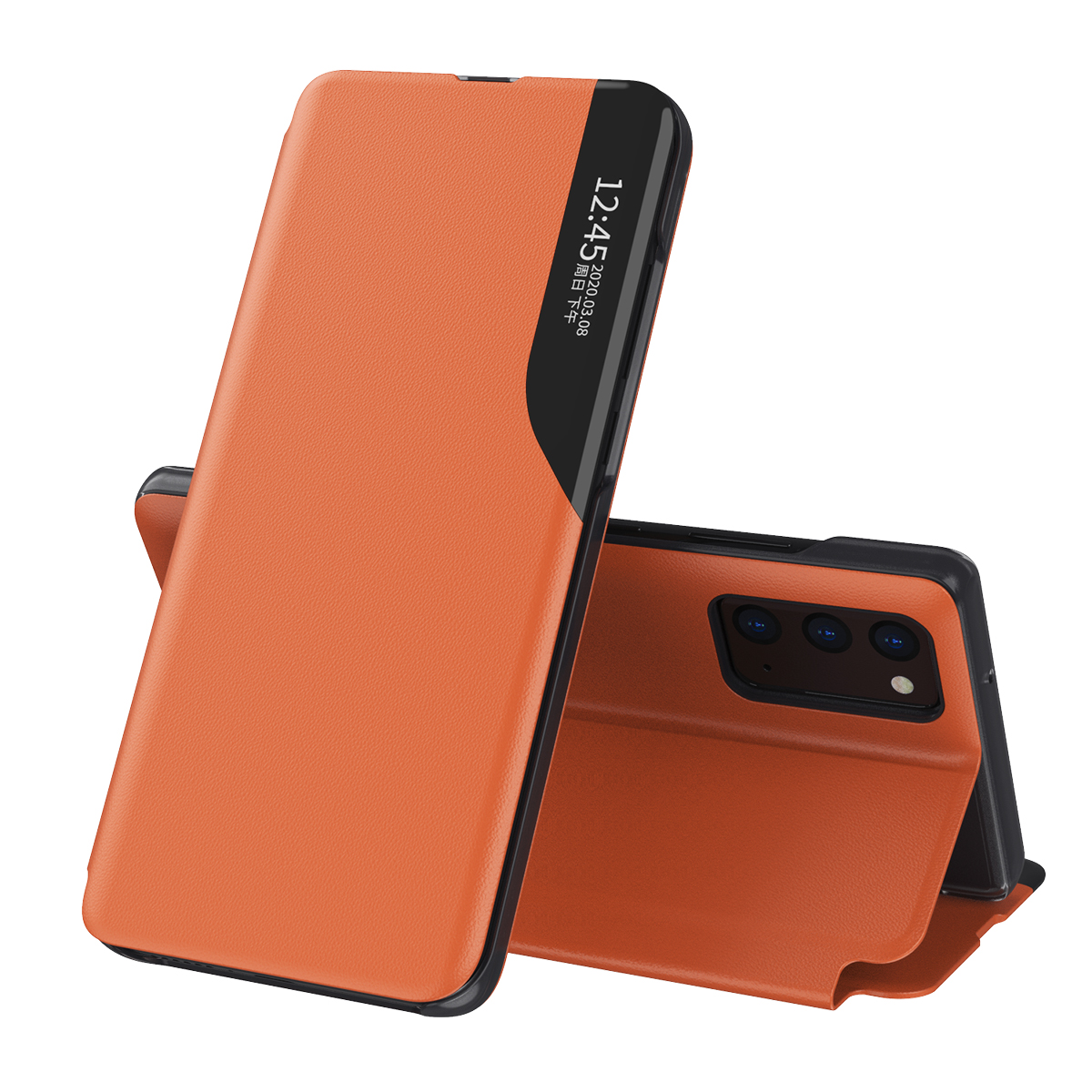 

Full Protection View Window Flip Leather Phone Stand Case Cover for Samsung Galaxy A82 5G - Orange, Galaxy A82 5G
