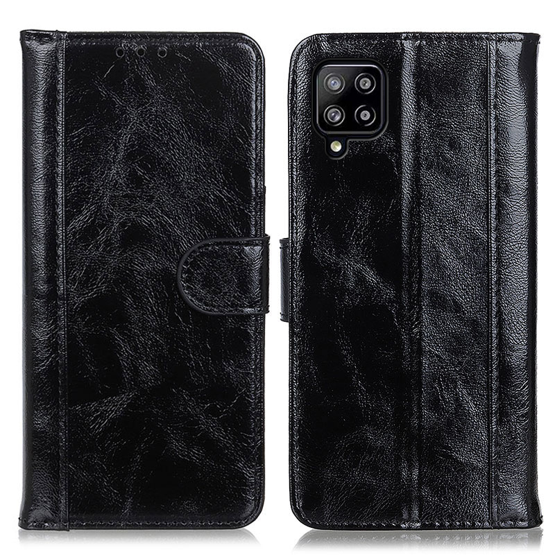 

Dual-Line Crazy Consure Texture Texty Splite Кожаный Стенд Кошелек Чехол Для Samsung Galaxy A22 4G (версия ЕС) - Чернить, Galaxy A22 4G (EU Version)