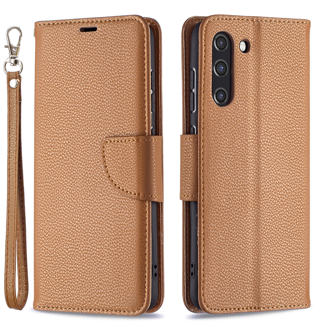 

Кожаный Кожаный Кожа Для Кожи Litchi Для Samsung Galaxy S21 Fe / S21 Lite - Коричневый, Galaxy S21 FE 5G