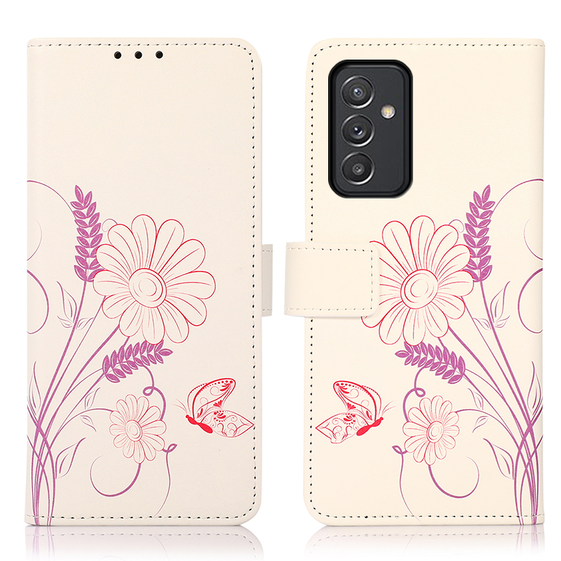 

Шаблон Печати Кошелек Стенд Кожаный Протектор Крышки Для Samsung Galaxy A82 5G - Бабочка И Цветок, Galaxy A82 5G