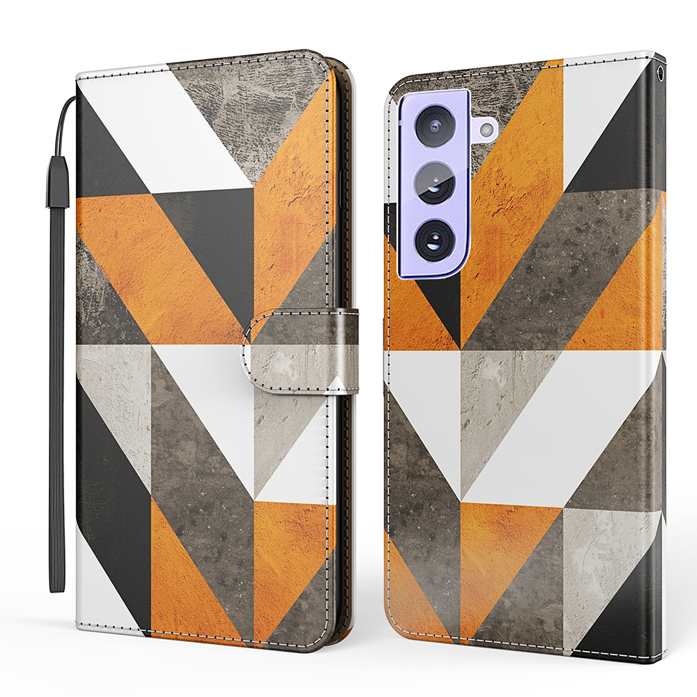 

Мраморный Рисунок Flip Stand Кожаный Чехол Для Телефона Для Samsung Galaxy S21 5G Кошелек Мобильный Корпус - Четырехугольник И Треугольник, Galaxy S21 5G