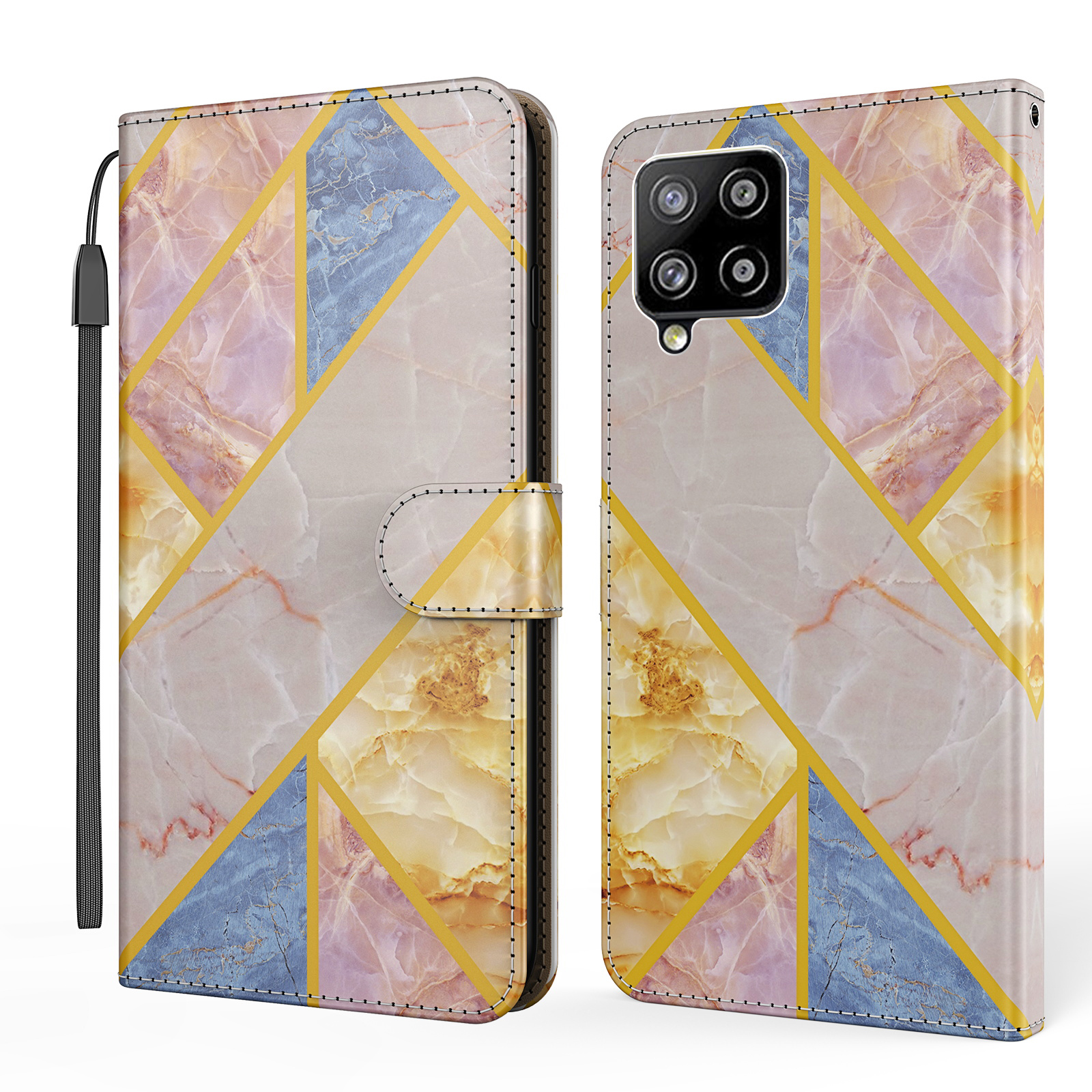 

Marble Design Leather Case for Samsung Galaxy A42 5G Pattern Printing Wallet Stand Cover with Strap - Colorful Marble, Galaxy A42 5G