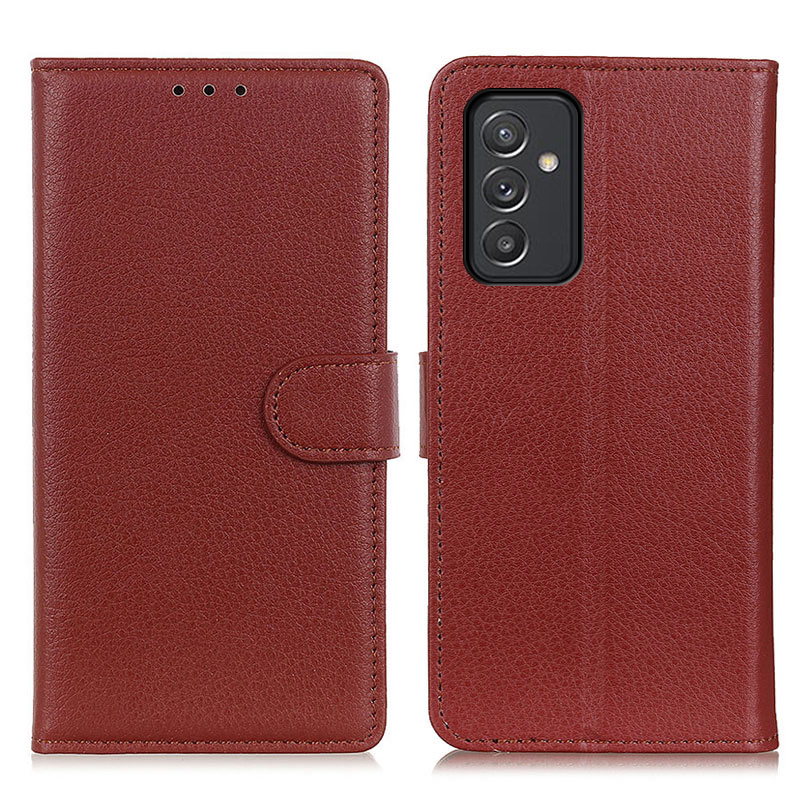 

Litchi Skin Leather Wallet Stand Shell for Samsung Galaxy A82 5G - Brown, Galaxy A82 5G
