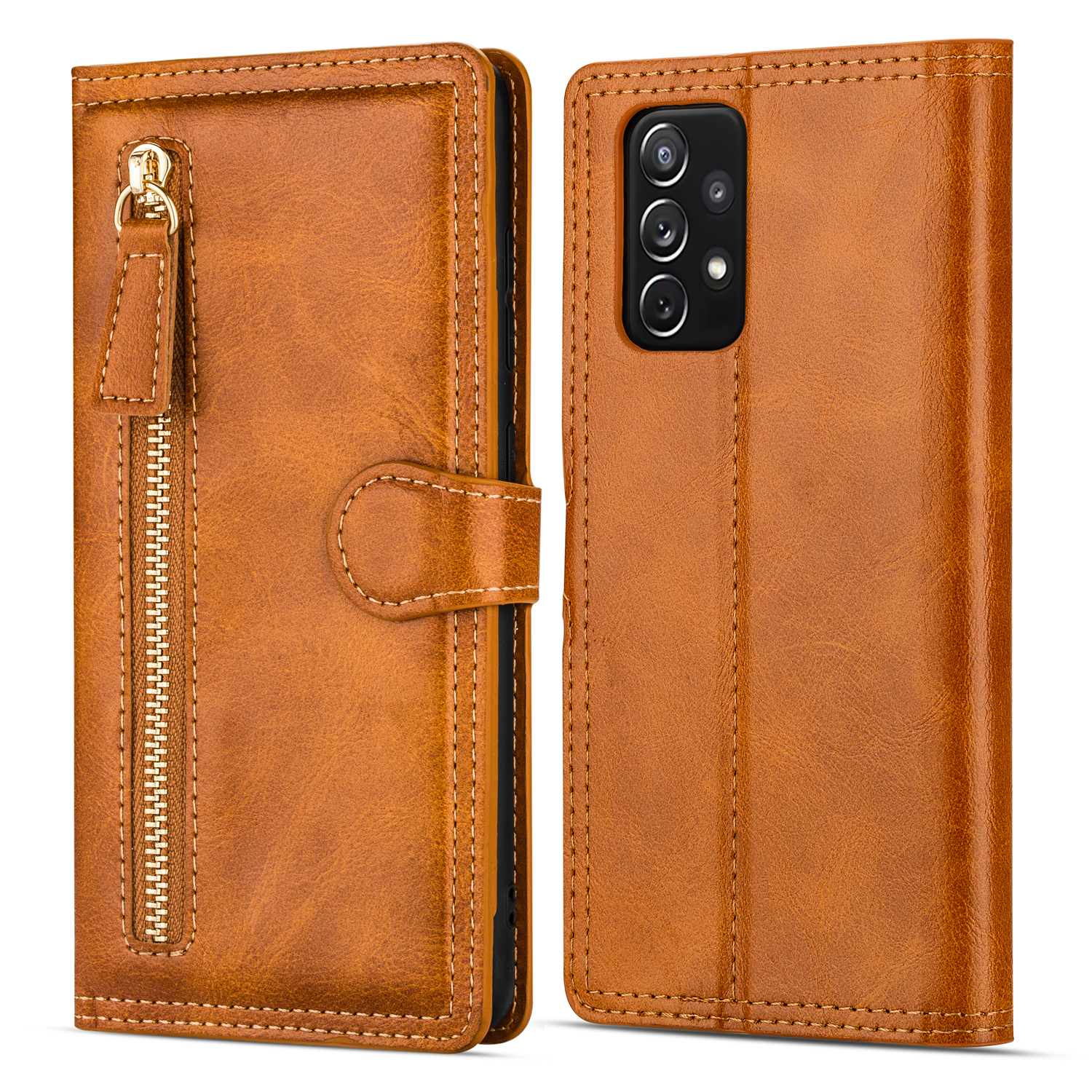 

Для Samsung Galaxy A52 5G/4G / A52s 5G Pocket Covert Wallet Coverse Cover Cover Cover - Апельсин, Galaxy A52 5G