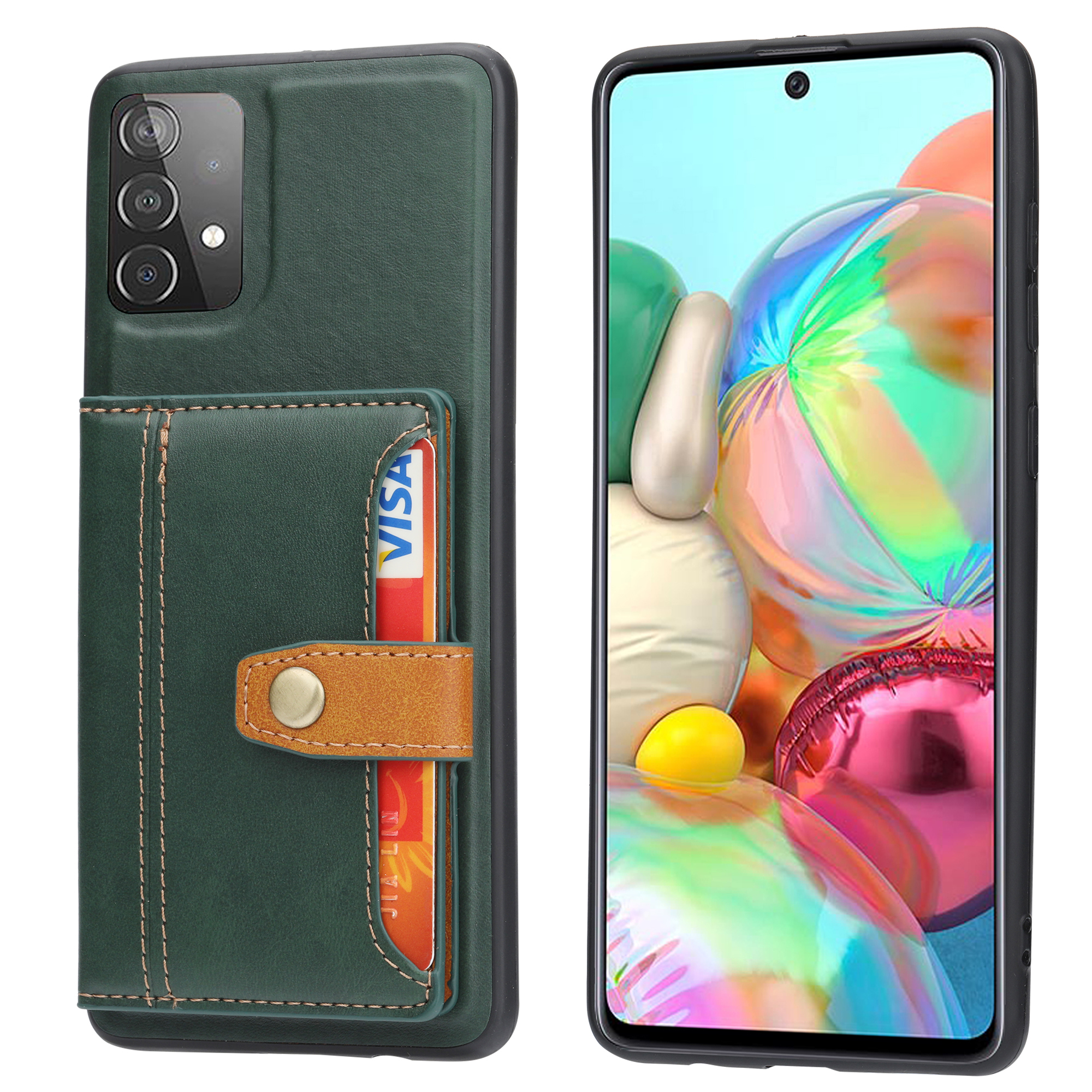 

PU Кожи С Покрытием TPU Case [Card Slots] [Kickstand] Для Samsung Galaxy A32 4G (версия ЕС) - Зеленый, Galaxy A32 4G