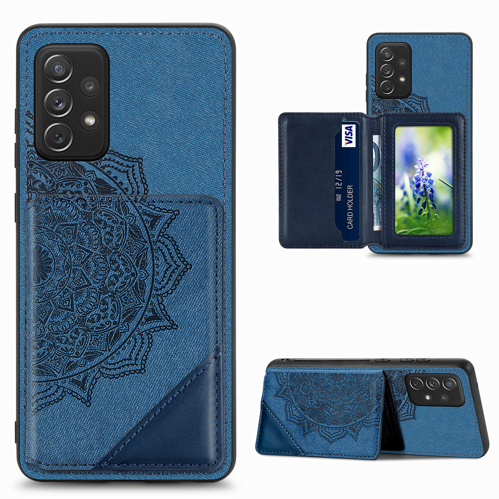 

Mandala Flower Pattern PU Leather+TPU Flip Wallet Phone Case for Samsung Galaxy A72 5G/4G - Blue, Galaxy A72 5G