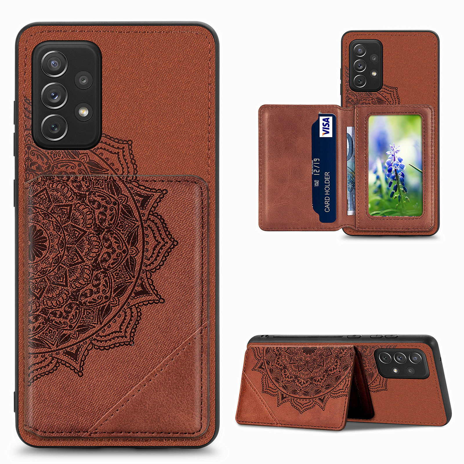 

Mandala Flower Pattern PU Leather+TPU Flip Wallet Phone Case for Samsung Galaxy A72 5G/4G - Brown, Galaxy A72 5G