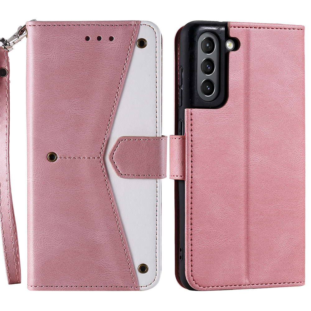 

Splicing Stitching Skin-touch PU Leather Case Stand Protector Cover for Samsung Galaxy S21 FE - Pink, Galaxy S21 FE 5G