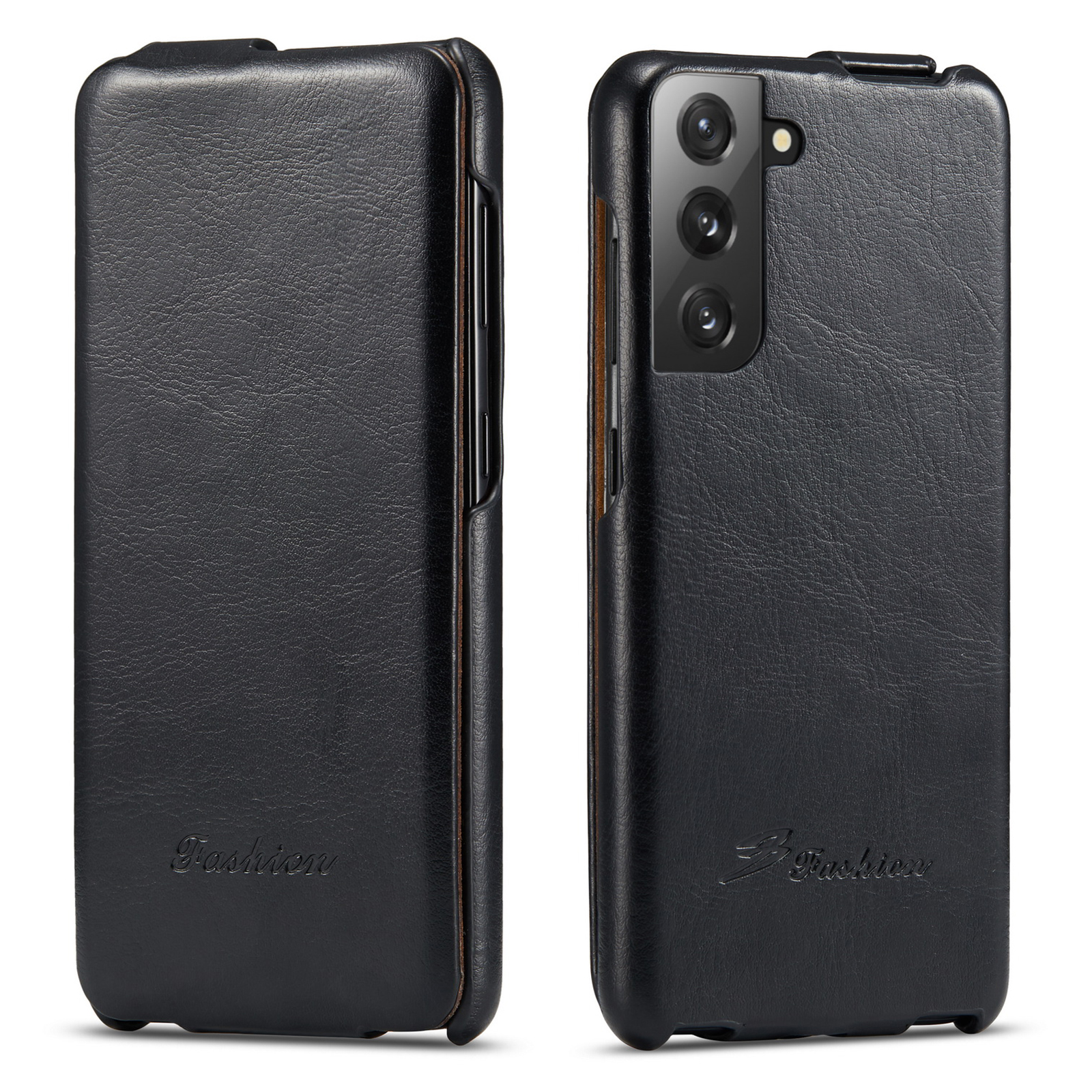 

Anti-scratch Textured Leather Phone Cover Vertical Flip Shell for Samsung Galaxy S21+ 5G - Black, Samsung Galaxy S21+