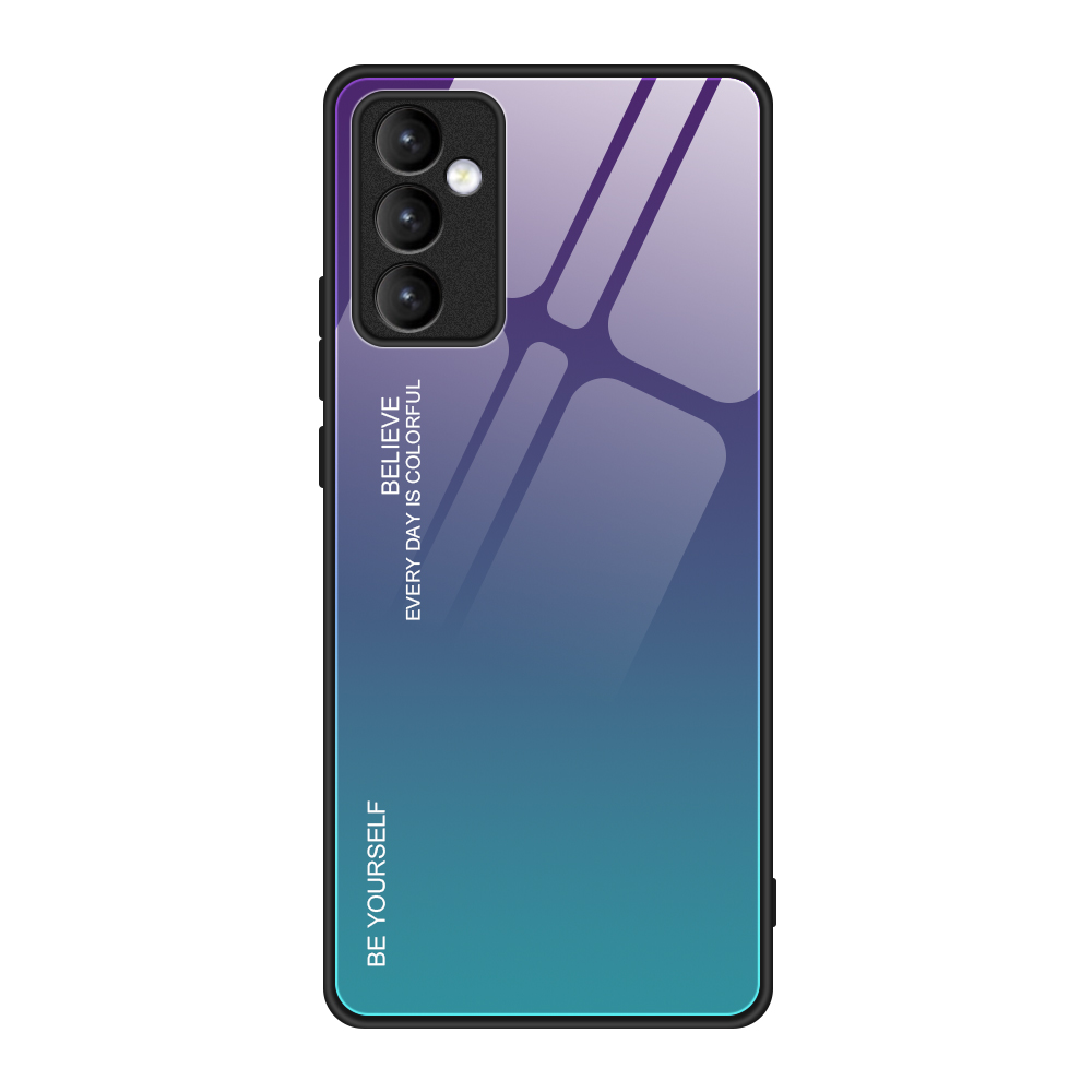 

Gradient Color Shockproof Tempered Glass Cell Phone Back Case Cover Shell for Samsung Galaxy A82 5G - Purple/Blue, Galaxy A82 5G