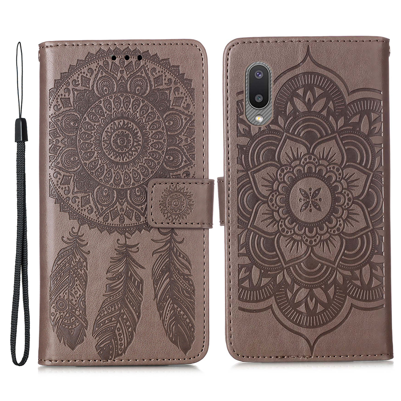 

Imperinting Dream Catcher Pattern Design Colet Кожаная Подставка Для Samsung Galaxy M02 / A02 - Серый, Galaxy M02