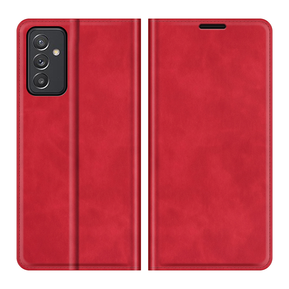 

Skin-touch Leather Cover Protective Auto-Absorbed Case with Wallet Stand for Samsung Galaxy Quantum 2 - Red, Samsung Galaxy Quantum 2