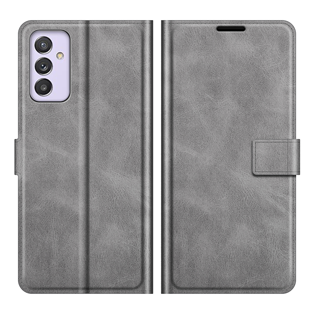 

For Samsung Galaxy Quantum 2 Magnetic Square Clasp Leather Wallet Stand Protective Case - Grey, Samsung Galaxy Quantum 2