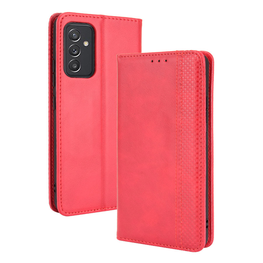 

Vintage Style Wallet Phone Case Magnetic Closure Leather Stand Cover for Samsung Galaxy Quantum 2 - Red, Galaxy Quantum 2