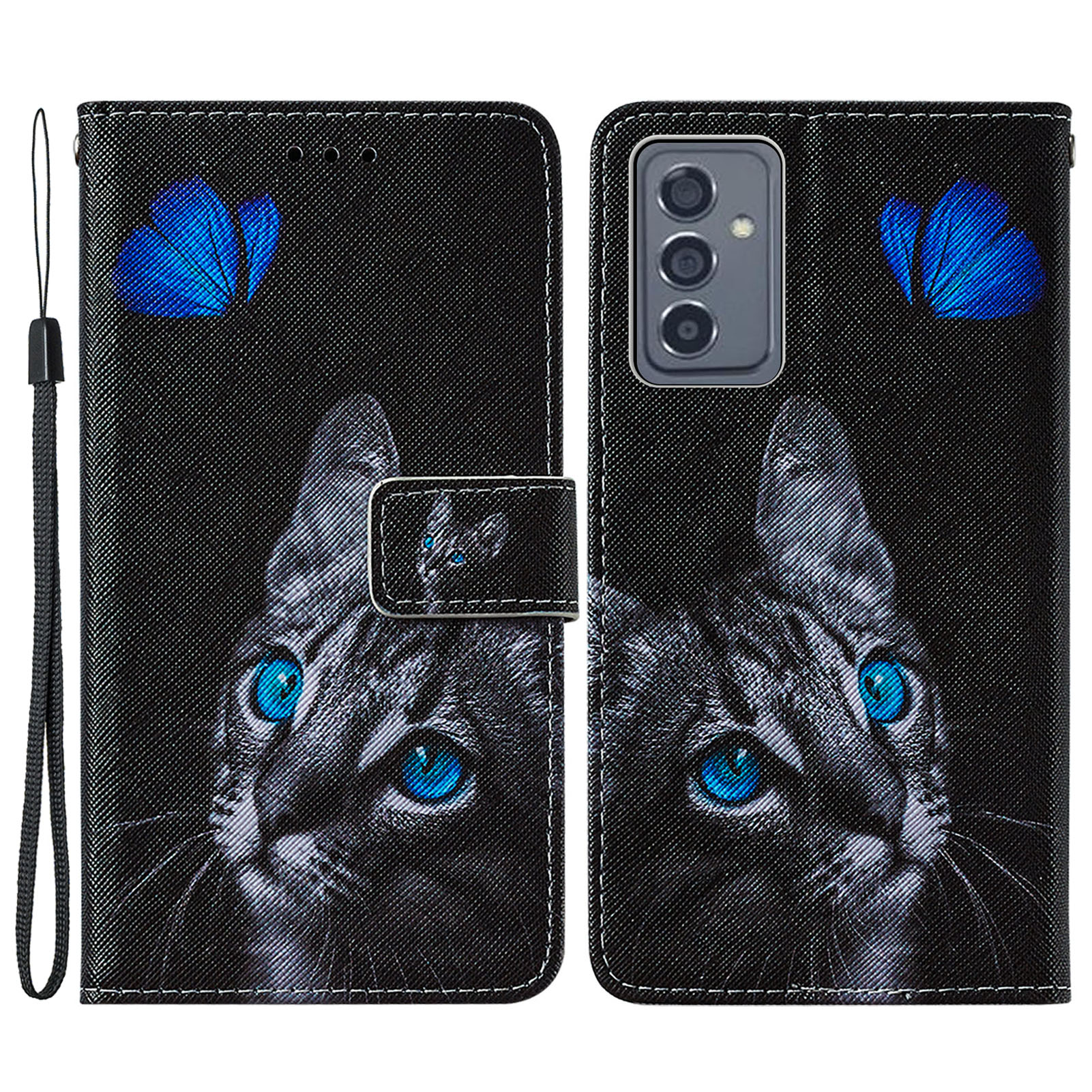 

Cross Texture Pattern Printing Wallet Stand Leather Case for Samsung Galaxy A82 5G - Cat with Blue Eye, Galaxy A82 5G