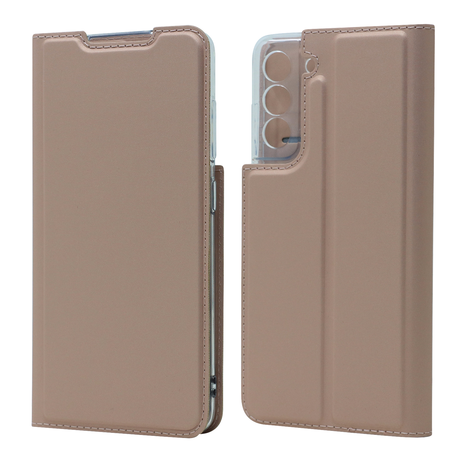 

Magnetic Closure Leather Phone Protective Cover Stand Case with Card Slot for Samsung Galaxy S21 FE - Rose Gold, Galaxy S21 FE 5G
