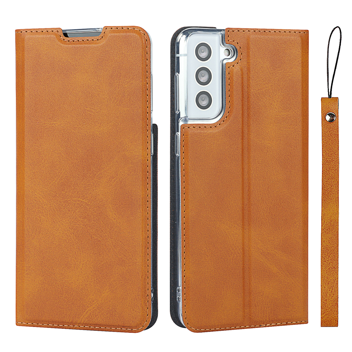 

Leather Stand Shell with Card Slot for Samsung Galaxy S21 Plus 5G - Brown, Galaxy S21+ 5G