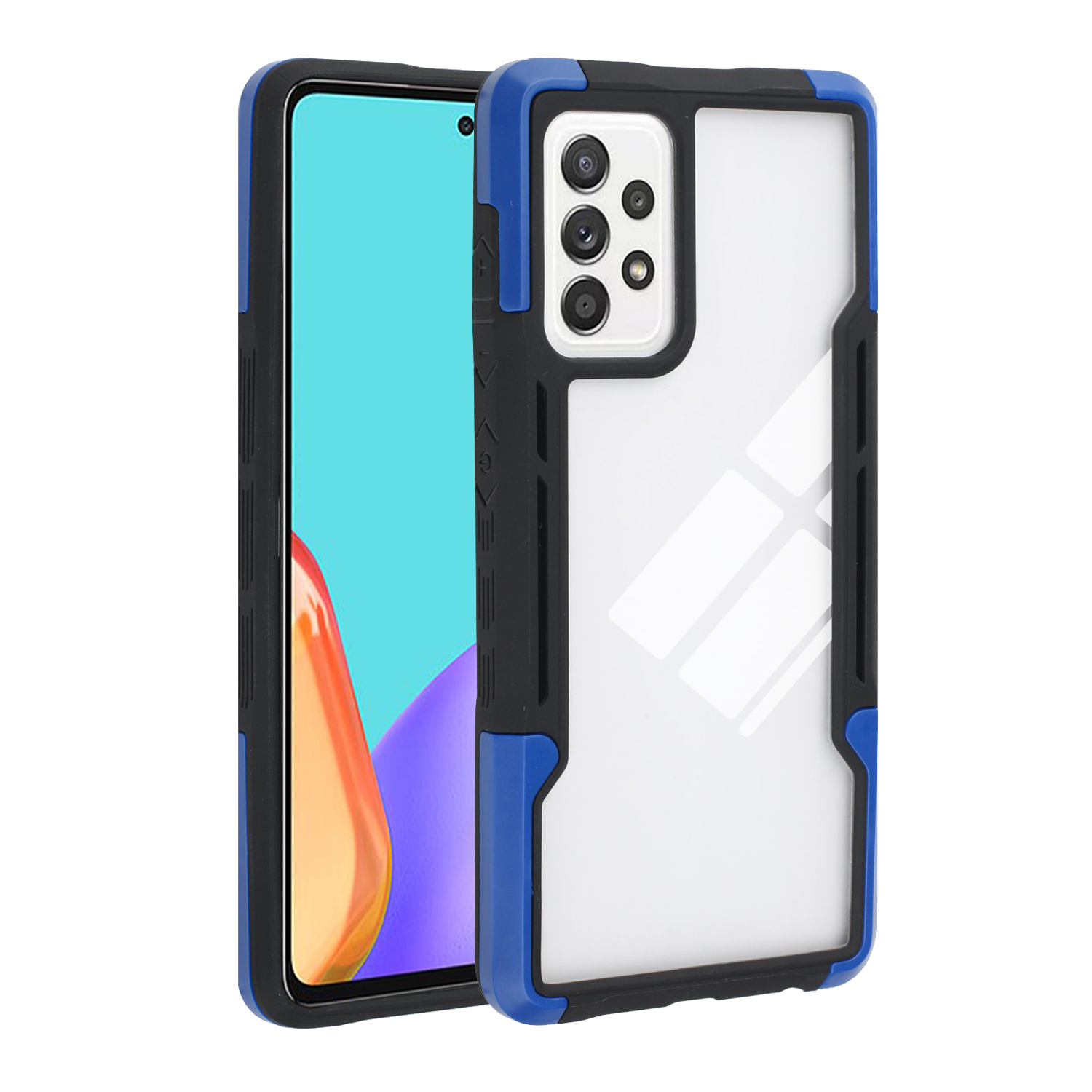 

TPU+Acrylic Hybrid Cover Scratch-proof Mobile Phone Case Shell Protector for Samsung Galaxy A52 4G/5G / A52s 5G - Black / Blue, Galaxy A52 5G