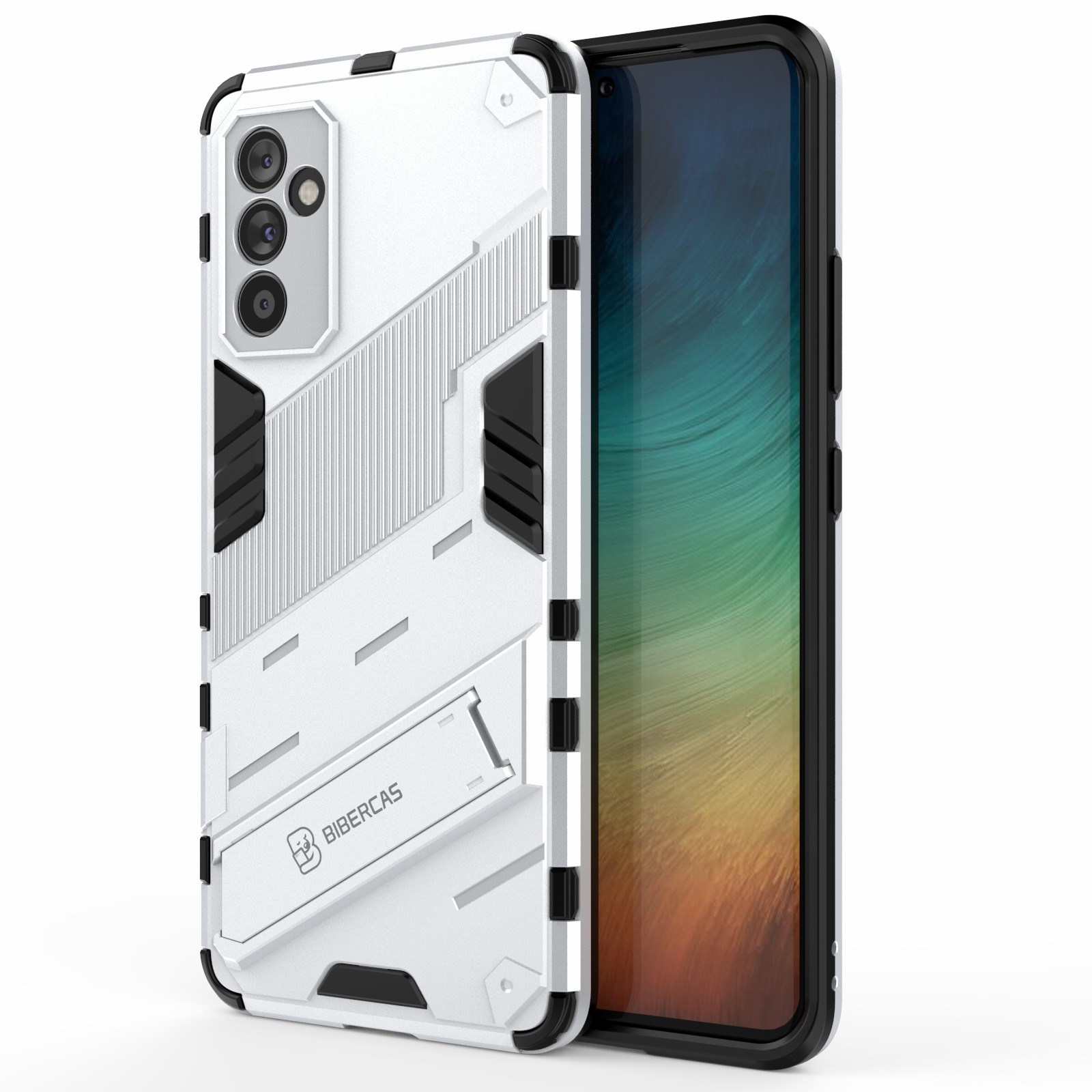 

Для Samsung Galaxy A82 5G Anti-scratch TPU + PC Hybrid Phone Back Case Shockper Cover с Kickstand - Белый, Galaxy A82 5G