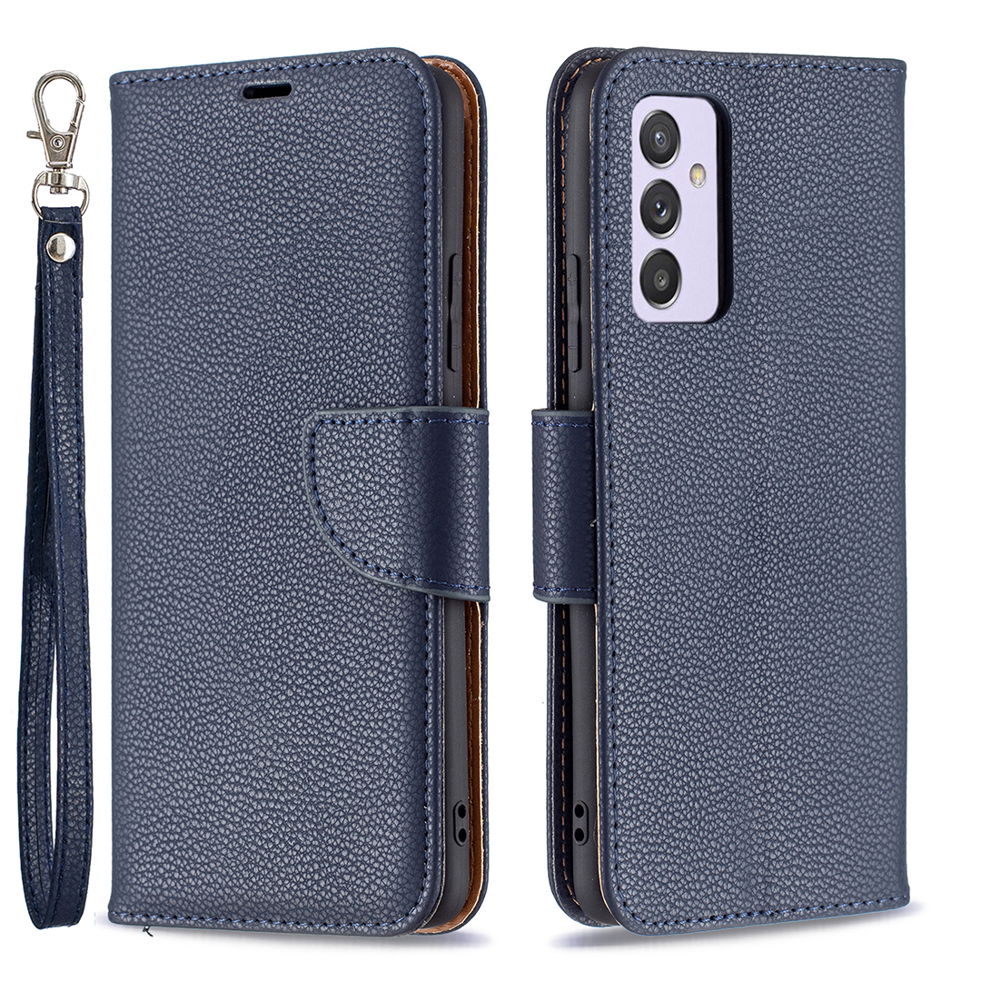 

Litchi Skin Wallet Stand Case Для Samsung Galaxy A82 5G - Синий, Galaxy A82 5G