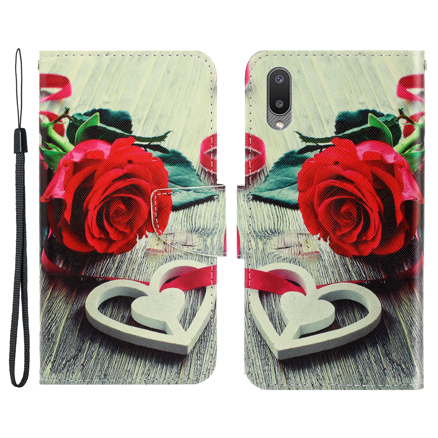 

Special Pattern Printing PU Leather Full Protection Wallet Stand Phone Cover Case for Samsung Galaxy M02/A02 - Rose, Galaxy A02