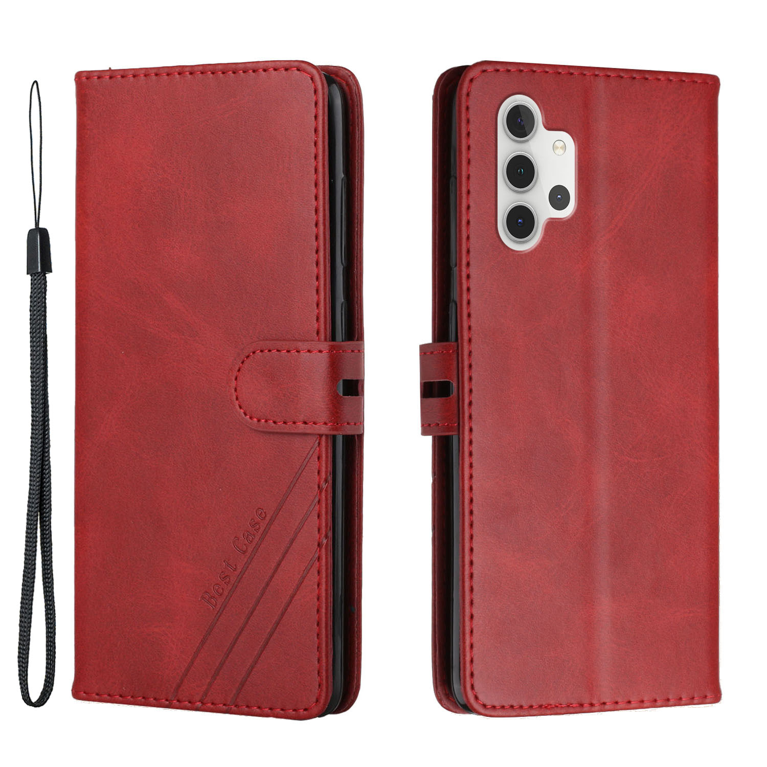 

Solid Color Wallet Leather Case with Supporting Stand & Strap for Samsung Galaxy A32 4G (EU Version) - Red, Samsung Galaxy A32 4G (EU Version)