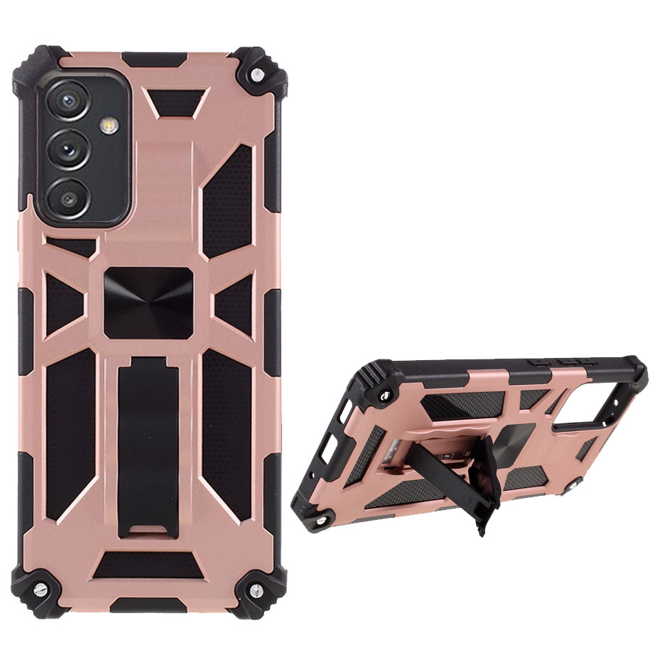 

Armor Shock -ronese Kickstand PC TPU Cope Cope Cope с Магнитным Металлическим Листом Для Samsung Galaxy A82 5G - Розовое Золото, Galaxy A82 5G