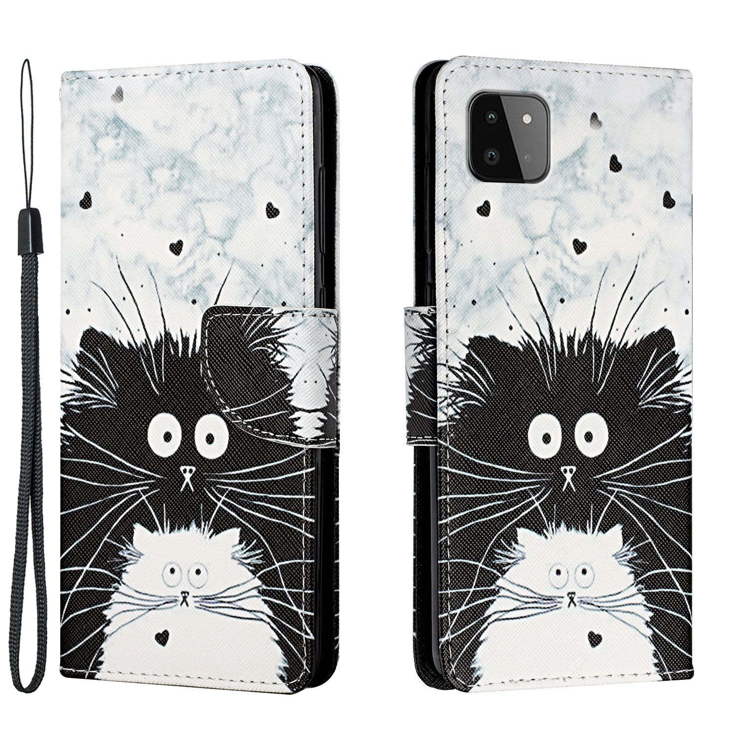 

Leather Case for Samsung Galaxy A22 5G (EU Version), Pattern Printing Stand Wallet Phone Cover - Black and White Cat, Galaxy A22 5G (EU Version)