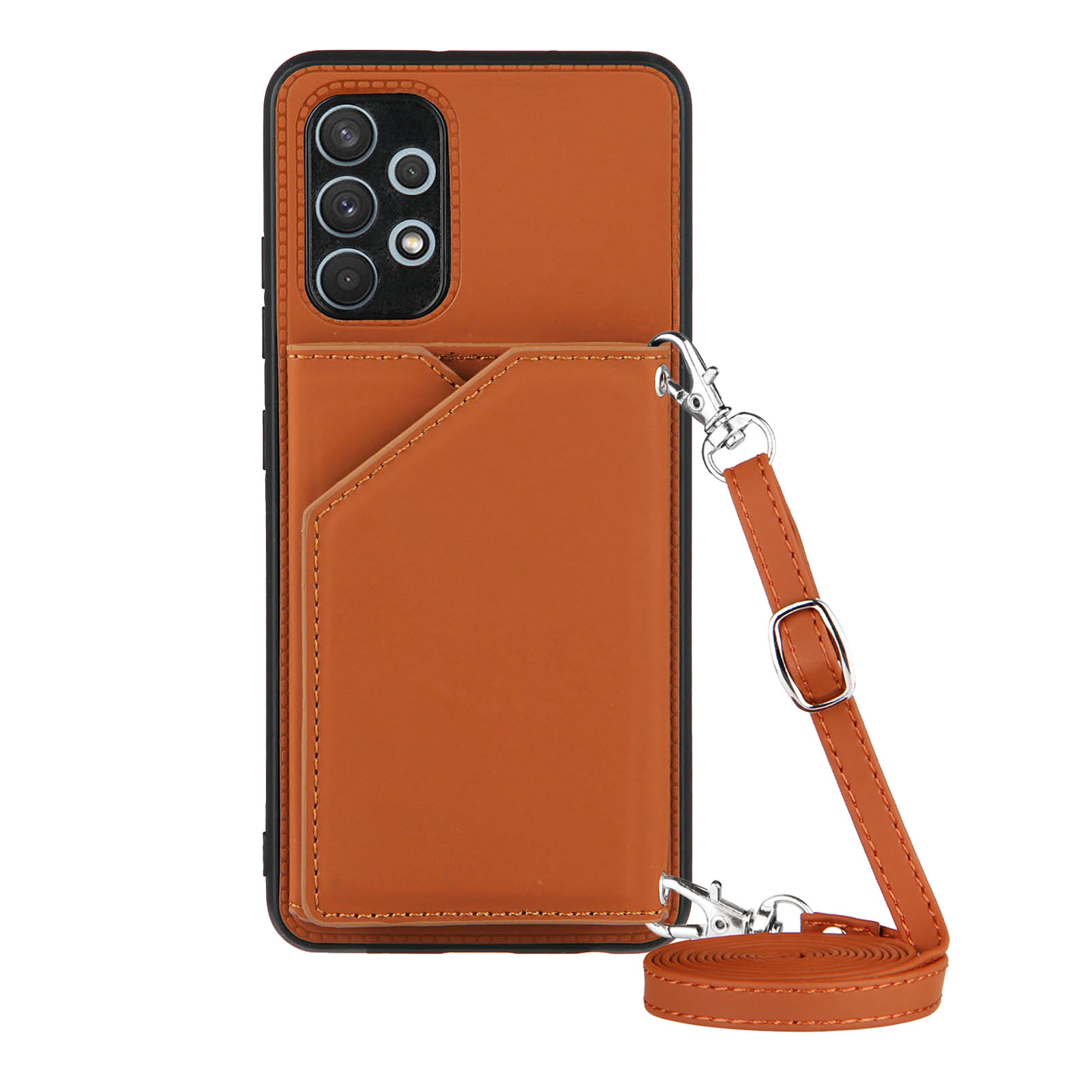 

Kickstand Card Holder Glossy Leather TPU Case for Samsung Galaxy A32 4G (European Version) - Brown, Galaxy A32 4G (EU Version)